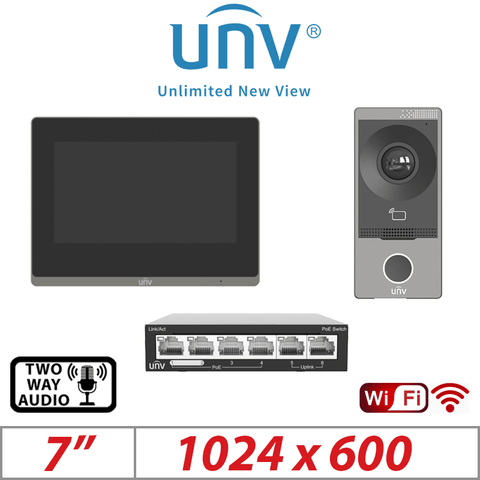 2MP Uniview Video Doorbell Intercom Villa Station + 6-Port PoE Kit
