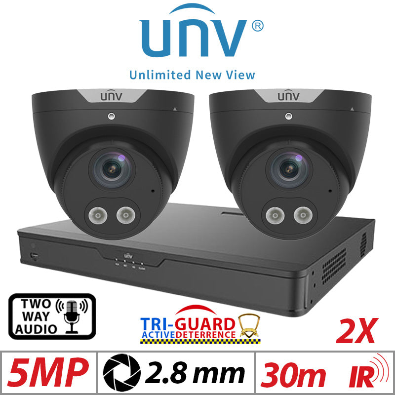 5MP 4CH Uniview IP Kit 2x Tri-Guard ColorHunter AI Cam
