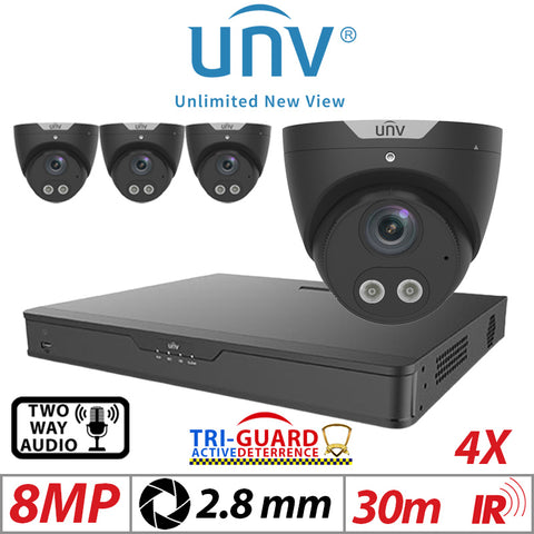 8MP 4CH UNIVIEW IP KIT – 4X Tri-Guard ColorHunter Turret