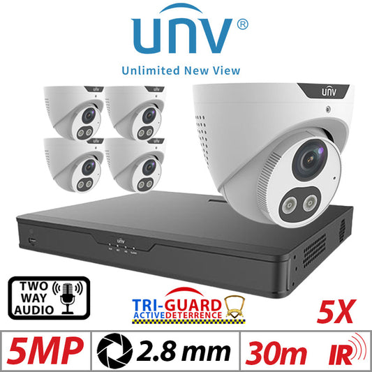 5MP 8CH UNIVIEW IP KIT – 5X Tri-Guard ColorHunter Turret