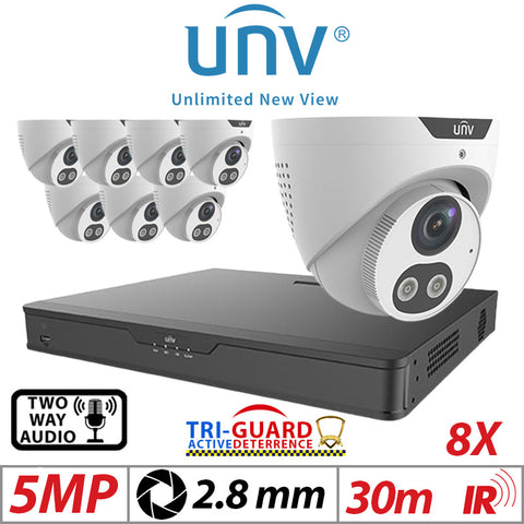 5MP 8CH UNIVIEW IP KIT – 8X Tri-Guard ColorHunter Turret