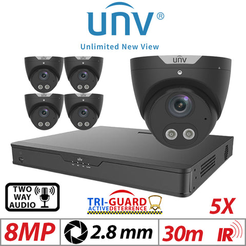 8MP 8CH UNIVIEW IP KIT – 5X Tri-Guard ColorHunter Turret