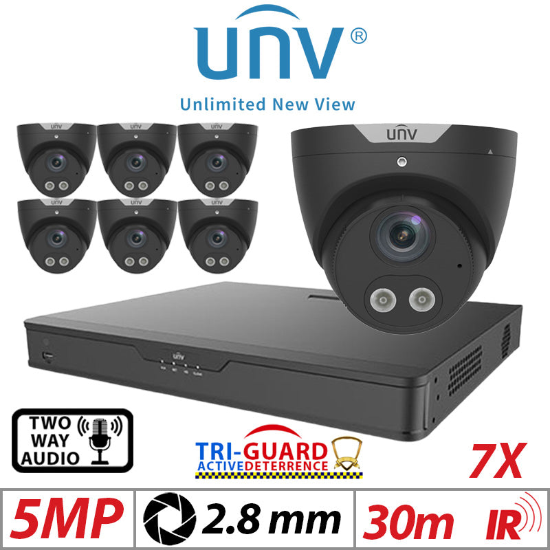 5MP 8CH UNIVIEW IP KIT – 7X Tri-Guard ColorHunter Turret