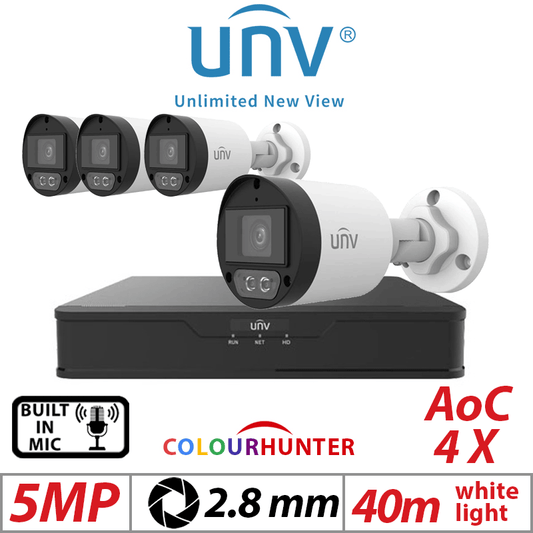 Uniview 5MP 8CH 4X ColorHunter Mini Bullet Camera White