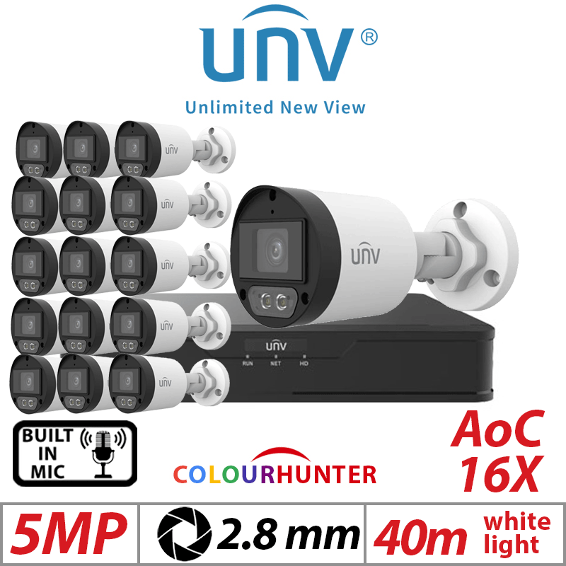 5MP 16CH UNIVIEW – 16X ColorHunter Mini Bullet Camera Mic