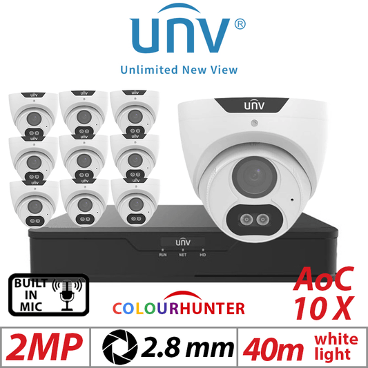 2MP 16CH Uniview Kit 10x ColorHunter 24/7 Mic Cameras