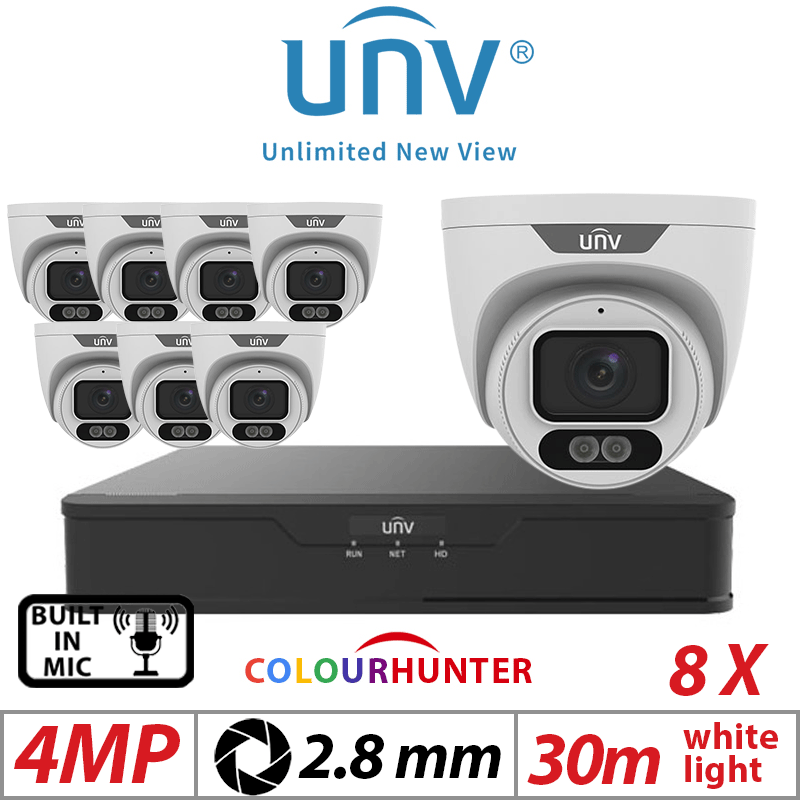 4MP 8CH UNIVIEW KIT – 8X ColorHunter Fixed Eyeball Camera