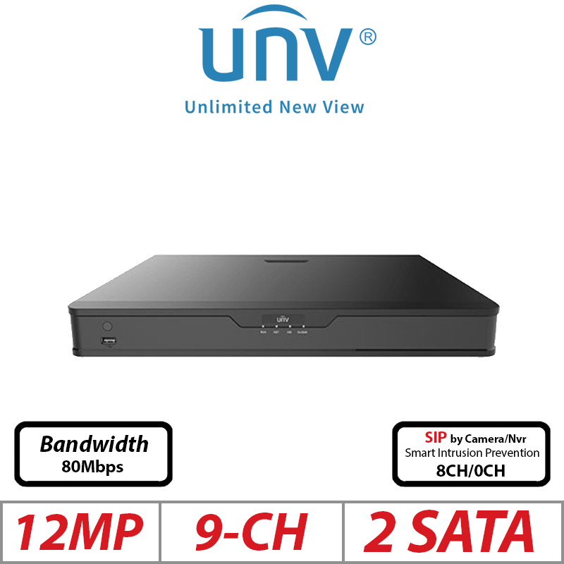 Uniview 12MP 9CH 2-SATA Non-PoE NVR (NVR302-09E2)