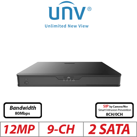 Uniview 12MP 9CH 2-SATA Non-PoE NVR (NVR302-09E2)
