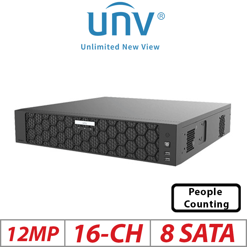 Uniview 12MP 16-CH NVR 8-SATA Ultra 265 H.265/H.264