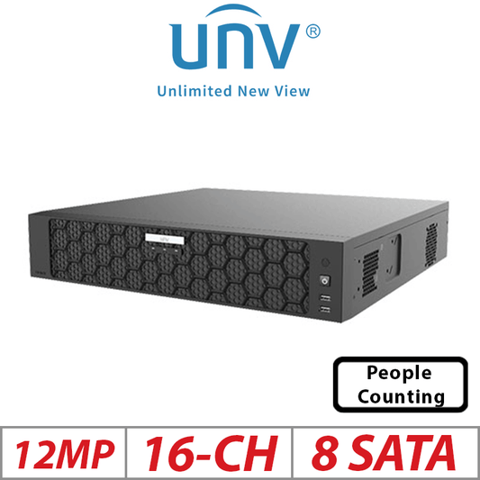 Uniview 12MP 16-CH NVR 8-SATA Ultra 265 H.265/H.264