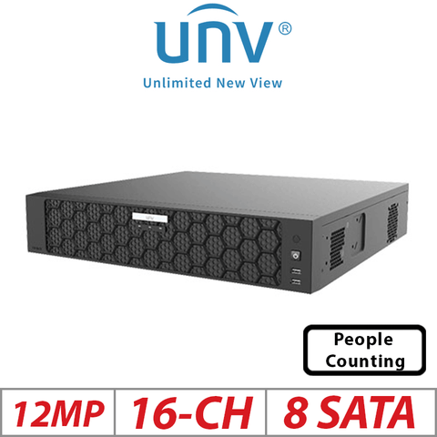 Uniview 12MP 16-CH NVR 8-SATA Ultra 265 H.265/H.264