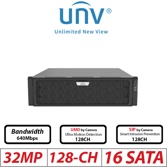 Uniview 32MP NVR – 128CH, 16-SATA, RAID, Non-PoE