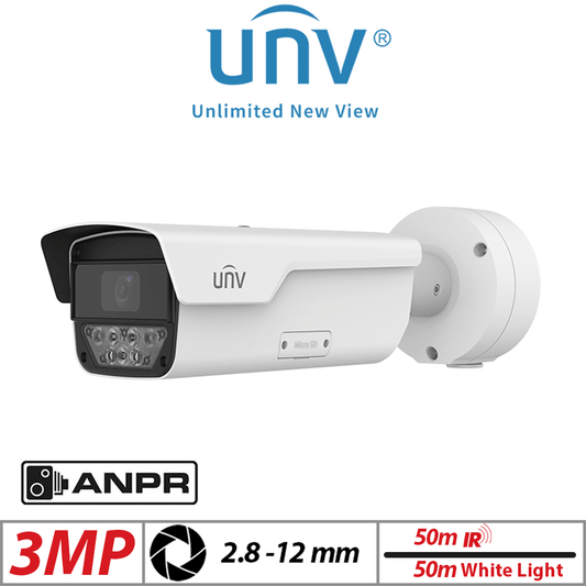 Uniview 3MP ANPR Bullet Camera 2.8-12mm Motorized Lens