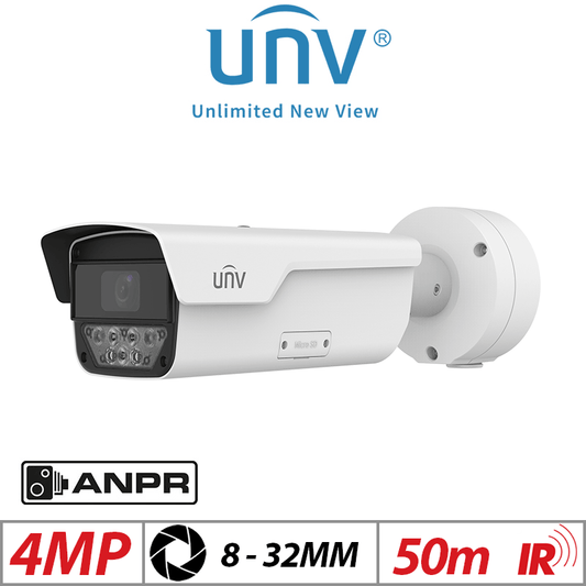 Uniview 4MP ANPR Bullet Camera 8-32mm Motorized Lens
