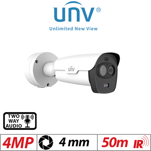 Uniview 4MP Thermal Bullet SD Camera 4MM White UNV-TIC2621SR