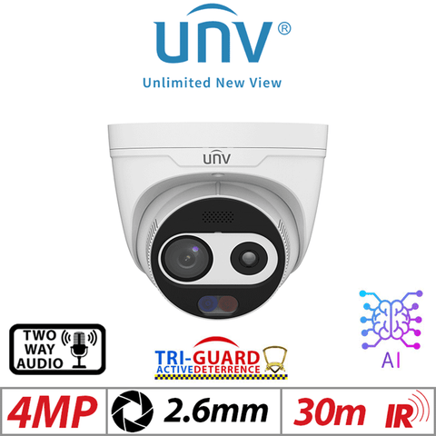 Uniview 4MP Thermal & Optical Dual-Spectrum 2.6mm White TIC3612SA