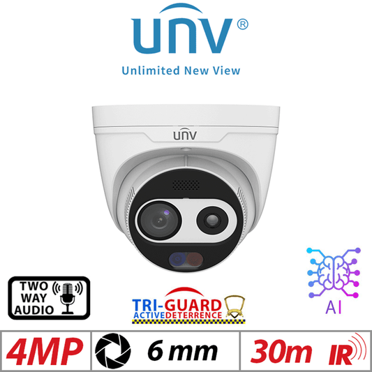 Uniview 4MP Thermal & Optical Dual-Spectrum 6mm White TIC3612SA