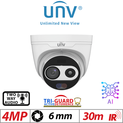 Uniview 4MP Thermal & Optical Dual-Spectrum 6mm White TIC3612SA