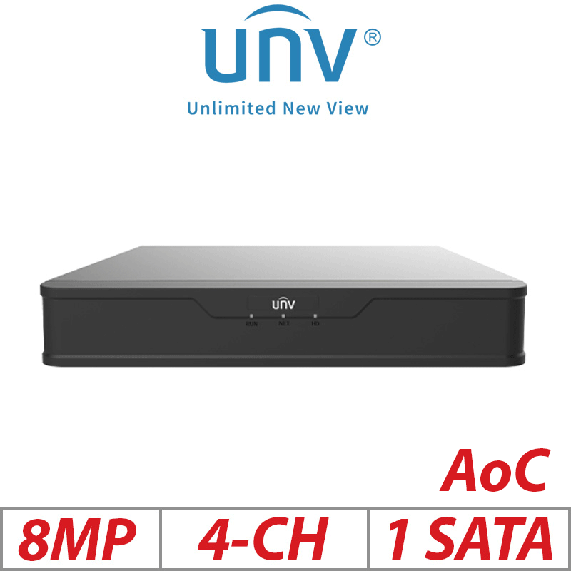 Uniview 8MP 4CH AI XVR Ultra265 1-SATA Human Detection G1