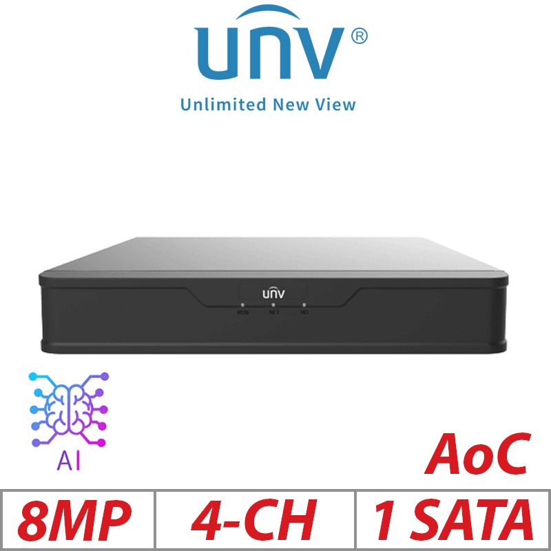 Uniview 8MP 4CH XVR – AOC, +4 IP, Ultra265 (04U3)