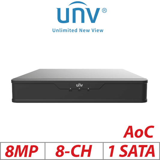 Uniview 8MP 8CH AOC XVR 1-SATA Ultra 265/H.265/H.264