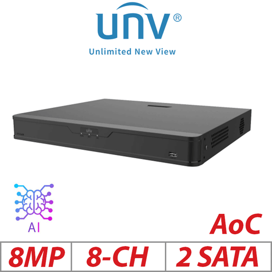 Uniview 8MP 8CH 2-SATA XVR AI Human Detection +16 IP