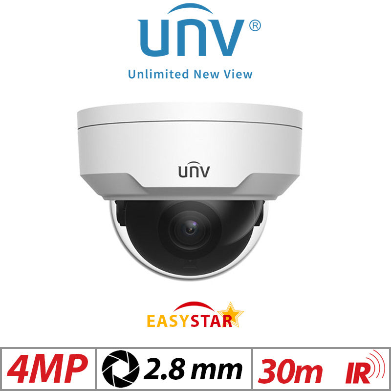 Uniview 4MP Vandal Dome IP Camera, Starlight 2.8mm