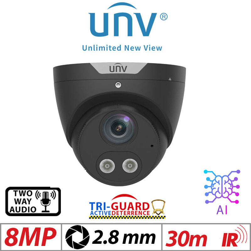 Uniview 8MP Tri-Guard ColorHunter AI Turret Camera Black G2