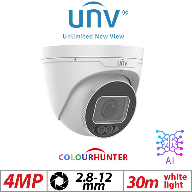 4MP Uniview Turret Camera ColorHunter AI 2.8–12mm Dual Light