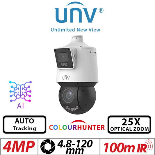Uniview 2×4MP PTZ ColorHunter Camera 25X Zoom AI Auto-Tracking