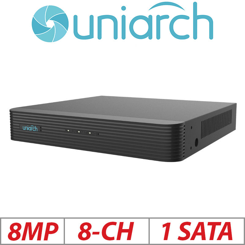 Uniarch 8MP 8CH PoE NVR – Ultra265/H.265/H.264 NVR-108E2