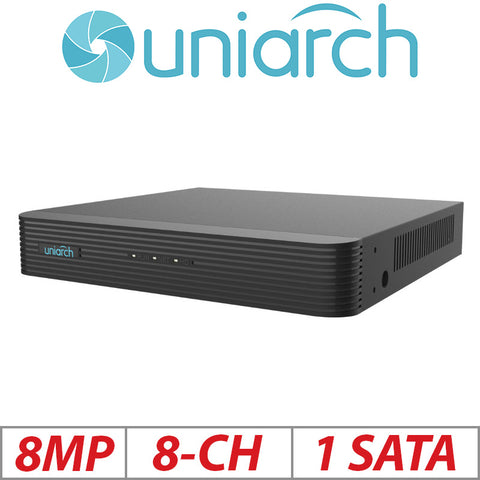 Uniarch 8MP 8CH PoE NVR – Ultra265/H.265/H.264 NVR-108E2