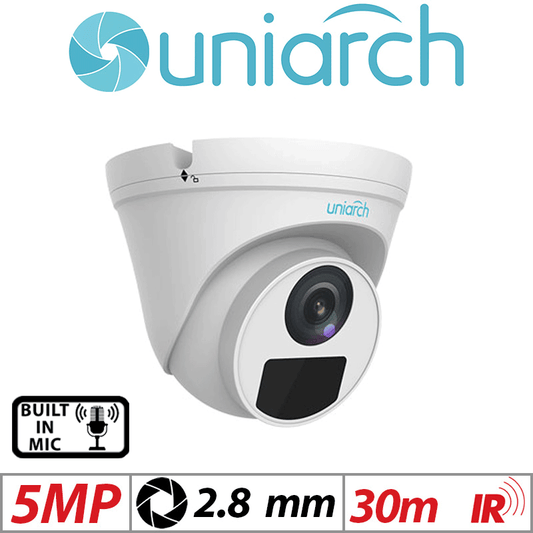 Uniarch 5MP Turret IP Camera – Fixed Lens, Mic 2.8mm IPC-T125