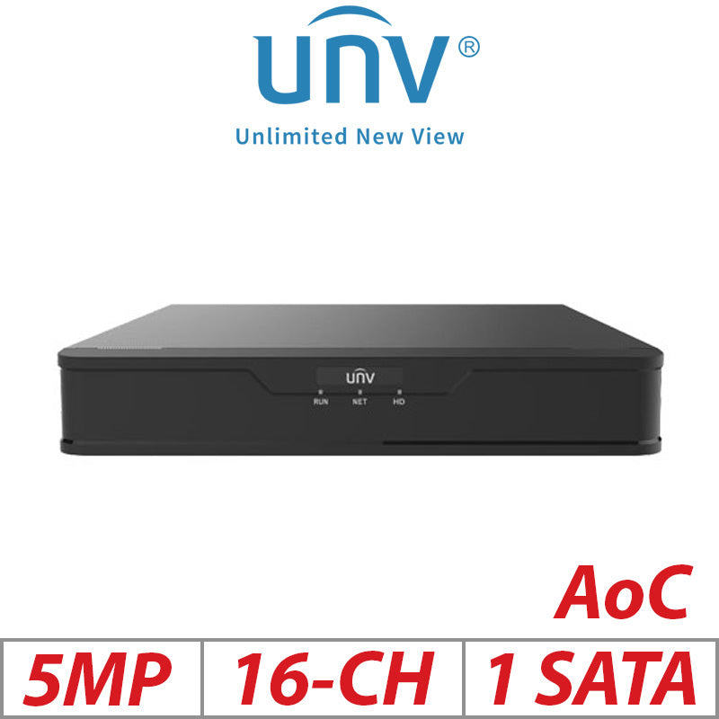 Uniview 5MP 16CH AOC Hybrid XVR 1-SATA +8 IP Channels H.265