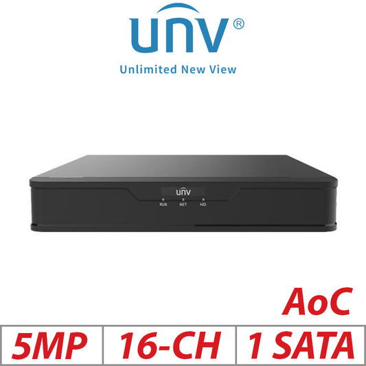 Uniview 5MP 16CH AOC Hybrid XVR 1-SATA +8 IP Channels H.265