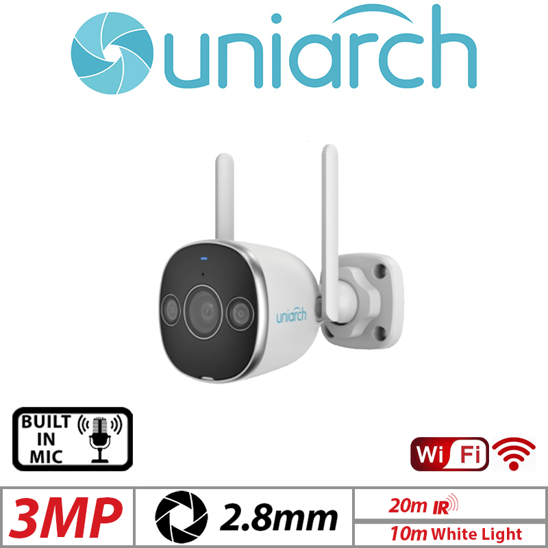 3MP Uniarch HD Outdoor Bullet WiFi Camera White UHO-B2D-M5F3D
