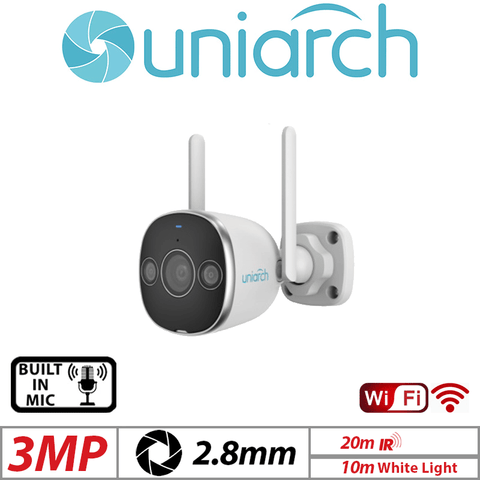 3MP Uniarch HD Outdoor Bullet WiFi Camera White UHO-B2D-M5F3D