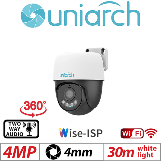 4MP Uniarch Wise-ISP Alarm PT WiFi Camera White 4mm UHO-P2C-M4F4