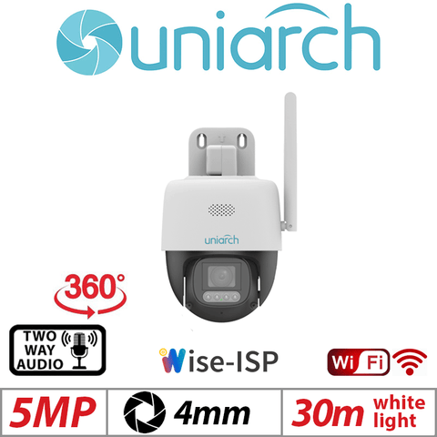 5MP Uniarch Wise-ISP Outdoor PT WiFi Camera White 4mm UHO-P3C-M5F4
