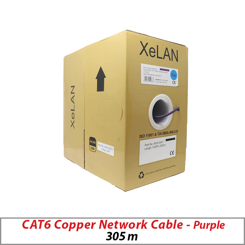 CAT6 Xelan UTP RJ45 LAN Solid Copper LSOH Cable 305M Violet