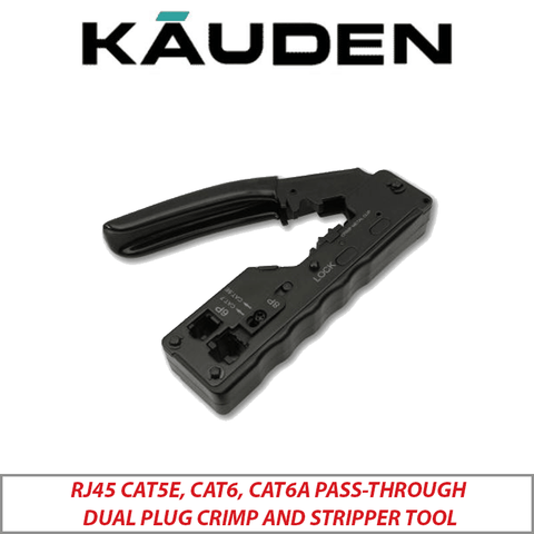 Kauden RJ45 CAT5E/6/6A Dual Plug Pass-Through Crimp & Stripper XT486