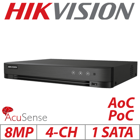 Hikvision 8MP 4CH PoC AoC AcuSense DVR H.265 iDS-7204HUHI