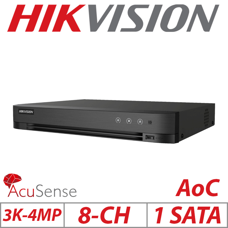 Hikvision 4MP 8CH AcuSense AOC 1U DVR H.265 iDS-7208HQHI-M1XT